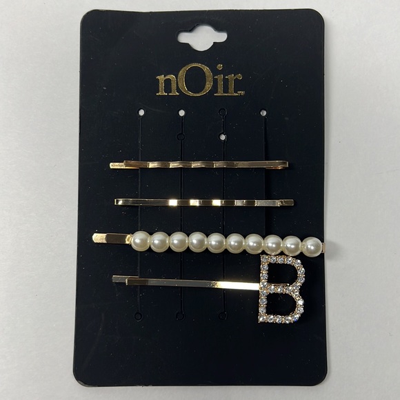 Nordstrom Initial B D J M R T Faux Pearl Rhinestone Gold-Tone Bobby Pins - Picture 8 of 9